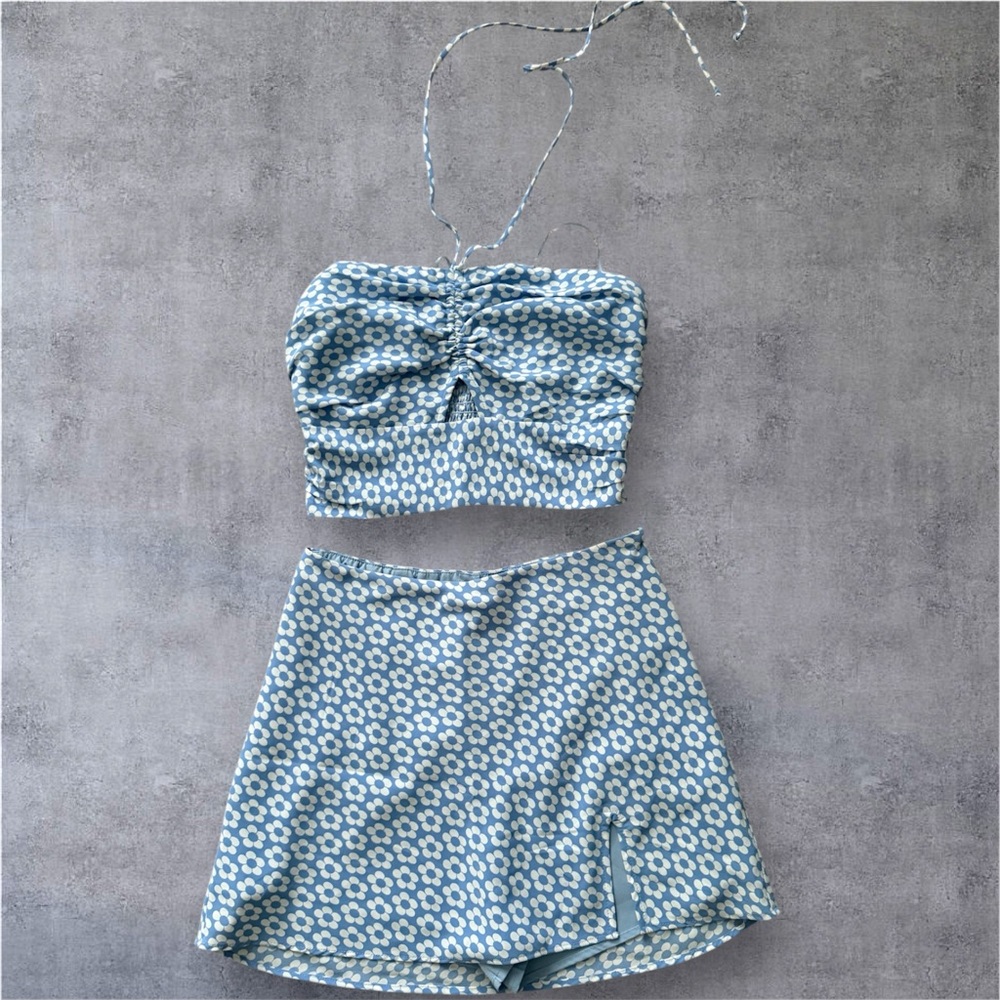 Floral Blue Rochelle’s Women's Top &Skort